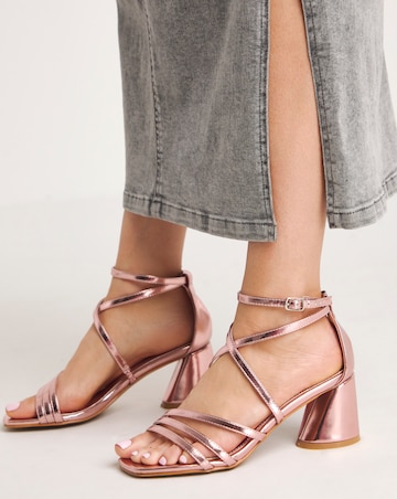 Elle Cross Ankle Strap Heeled Sandals - Extra Wide Fit (EEE)