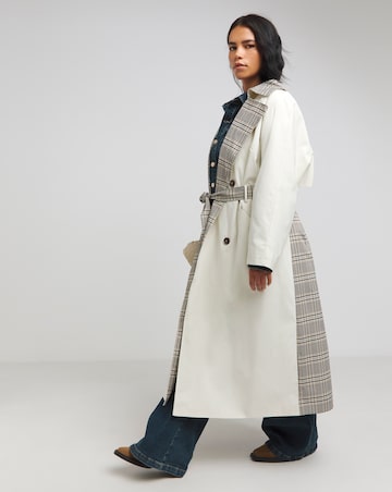Cream Checked Mix Trench