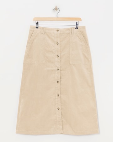 Julipa Pure Cotton Button Down Stretch Cord Skirt
