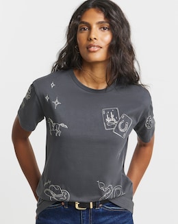 Slate Grey Western Embroidered T-Shirt
