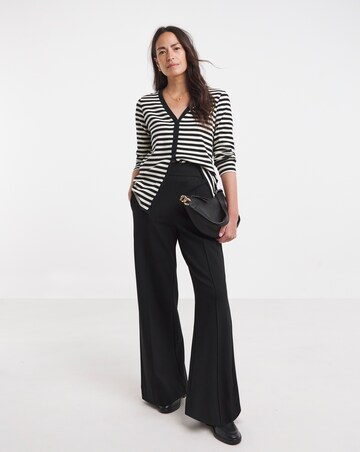 V-Neck Striped Button Front Cardigan