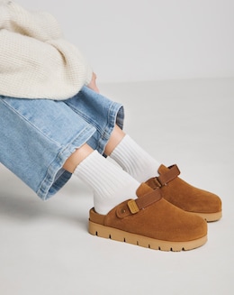 Austin Suede Chunky Closed Toe Mules - Extra Wide Fit (EEE)