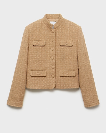 Mango Tweed Jacket with Stand Up Collar