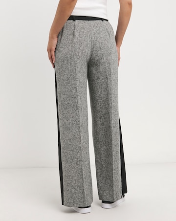 Grey Side Stripe Wide Leg Trousers