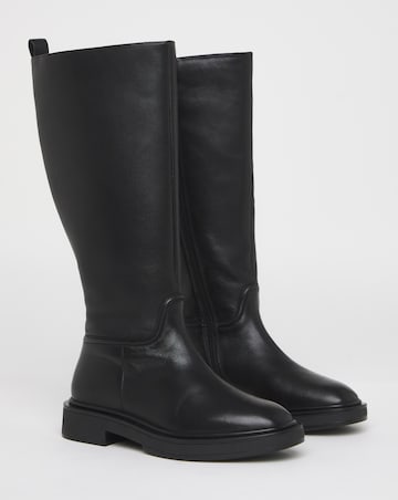 Berry Leather Knee High Riding Boots - Extra Wide Fit (EEE) & Curvy Calf