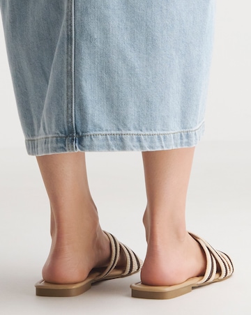 Mabel Crossover Strap Flat Mule Sandals Extra Wide EEE Fit