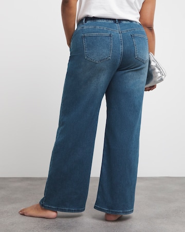Mid Wash Cosy Finish Wide Leg Jeans