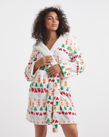 Pretty Secrets Christmas Fair Isle Fleece Dressing Gown