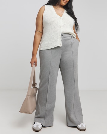 Grey Jersey Wide Leg Tailored Trouser