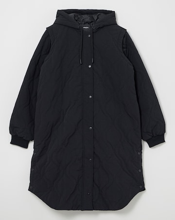 Black Double Onion Quilted Hybrid Jacket / Gilet