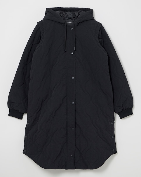 Black Quilted Hybrid Jacket /Gilet