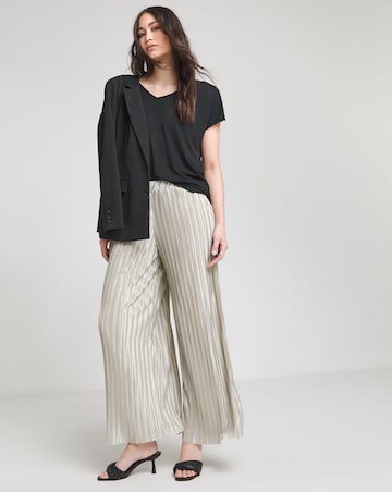 Joanna Hope Metallic Plisse Wide Leg Trousers