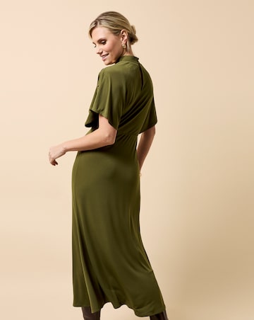 Little Mistress Khaki Button Detail Midaxi Dress