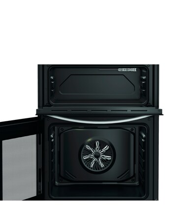 Indesit IDE6VMB 60cm Electric Double Cooker with Ceramic Hob - Black