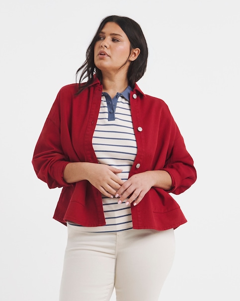 Simply Be Red Button Through Red Utility Jacket