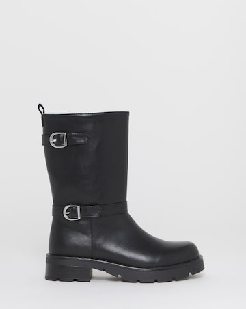 Flutter Chunky Biker Calf Boots - Extra Wide Fit (EEE)