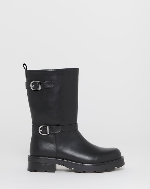 Flutter Chunky Biker Calf Boots - Extra Wide Fit (EEE)
