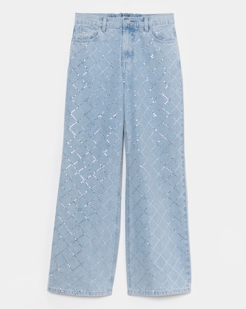 Simply Be X Twisted Wunder Diamante Wide Leg Jean