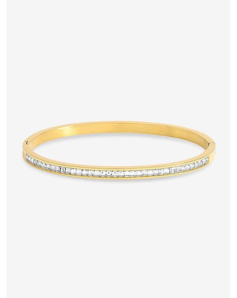 Jon Richard Gold Plated Stainless Steel Crystal Row Bangle