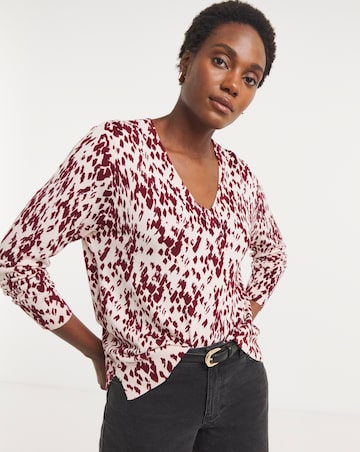 Print V Neck Jumper