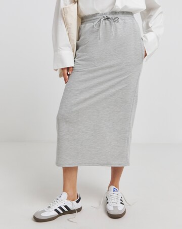 Grey Marl Jersey Maxi Sweat Skirt