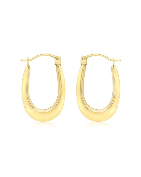 9ct Gold Polished Oval Creole Earrings