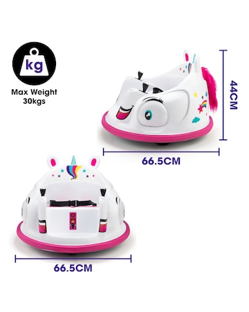 Xootz Kids Electric Unicorn Bumper Car Ride-On - White