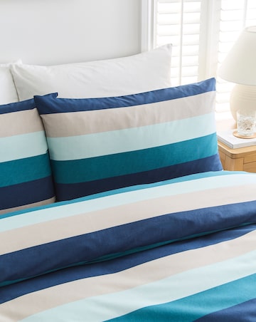 Blake Stripe Cotton Blend Reversible Duvet Cover Set