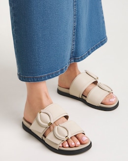 Anthology Gardenia Leather Double Buckle Mule Sandal - Extra Wide Fit (EEE)