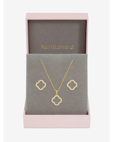Jon Richard Gold Plated Cubic Zirconia Open Clover Set - Gift Box