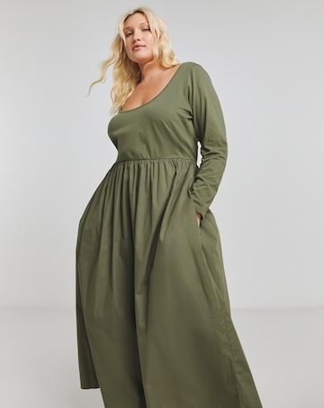 Khaki Jersey/Poplin Mix Dance Dress
