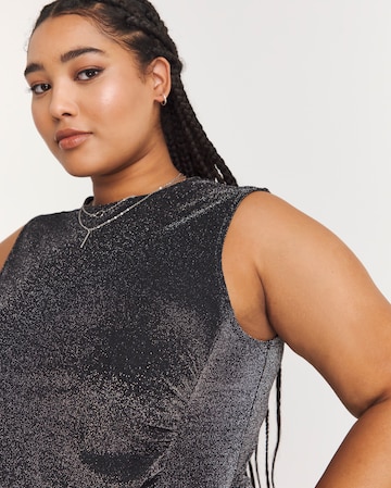 Black Glitter Knit Split Maxi Column Dress