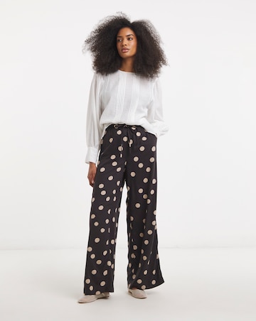 Simply Be Chocolate Spot Print Wide Leg Linen Trouser