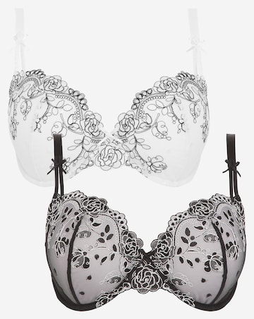 2 Pack Emily Everyday Embroidered Balcony Bras B-F