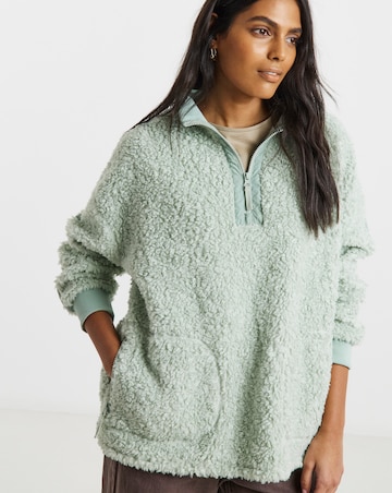 Sage Teddy Fleece 1/4 Zip Sweatshirt