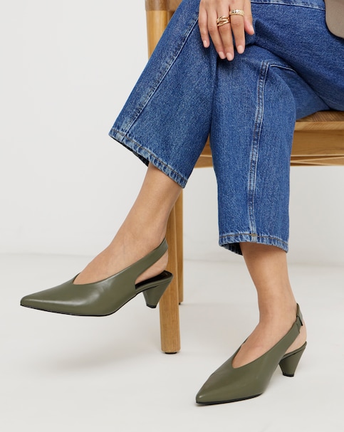 Rina Slingback Pointed Toe Heeled Shoes - Wide Fit (E)