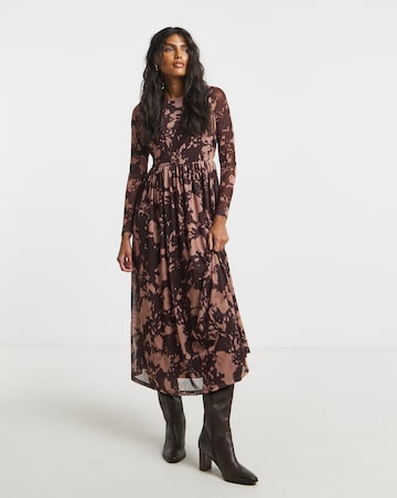 Simply Be Pink Blur Print Mesh Midi Dress
