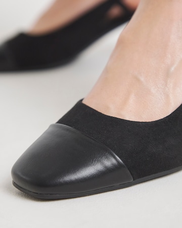 Heavenly Soles Tegan Low Block Heel Slingback Shoes - Extra Wide Fit (EEE)