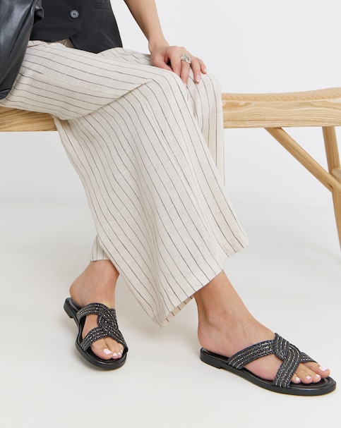 Dulce Woven Shimmer Twist Flat Sandals - Wide Fit (E)