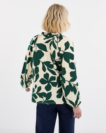 Printed Long Sleeve V-Neck Top