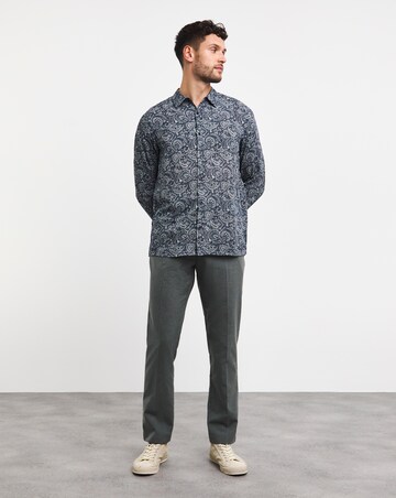 Long Sleeve Navy Paisley Print Shirt