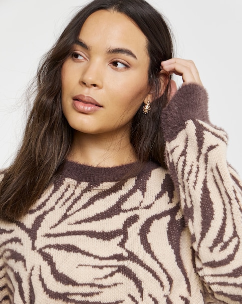 Simply Be Zebra Print Crew Neck Jumper