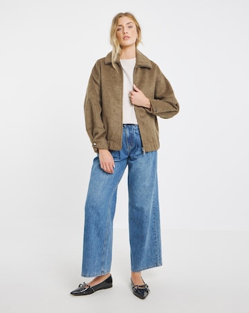 Simply Be Neutral Seamed Detail Faux Wool Bomber