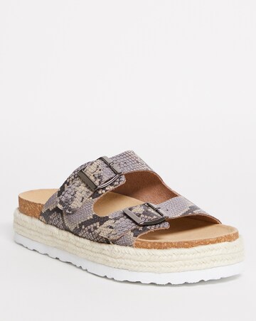 Leather Twin Buckle Sandal E Fit