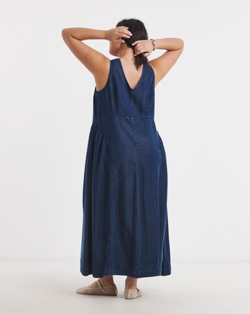 Indigo Lyocell Denim Button Through Midi Dress