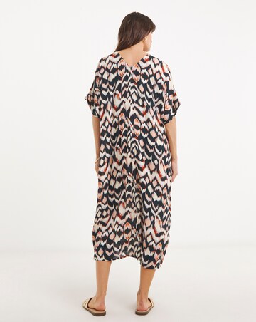 Textured Crinkle Kaftan Overhead Midi Dress