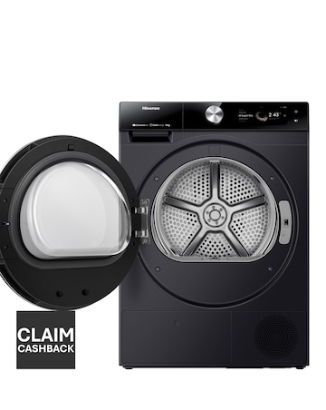 Hisense 7 Series DH7S107BB AI Wifi-enabled 10kg Heat Pump Tumble Dryer - Black