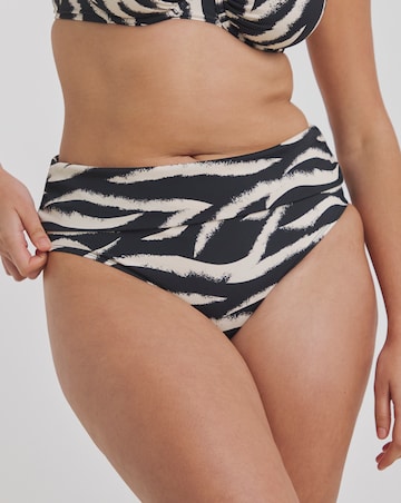 Fold Top Zebra Print Classic Bikini Brief