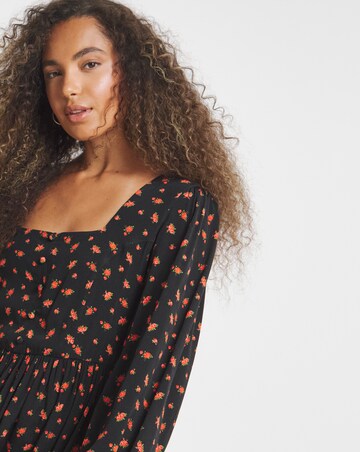 Ditsy Print Waist Detail Skater Dress