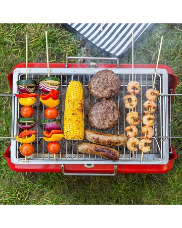 George Foreman Portable Red Briefcase Charcoal BBQ